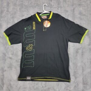 JH Design M&M's Polo Shirt Mens 2XL Black Multicolor Candy Graphic‎ Tee
